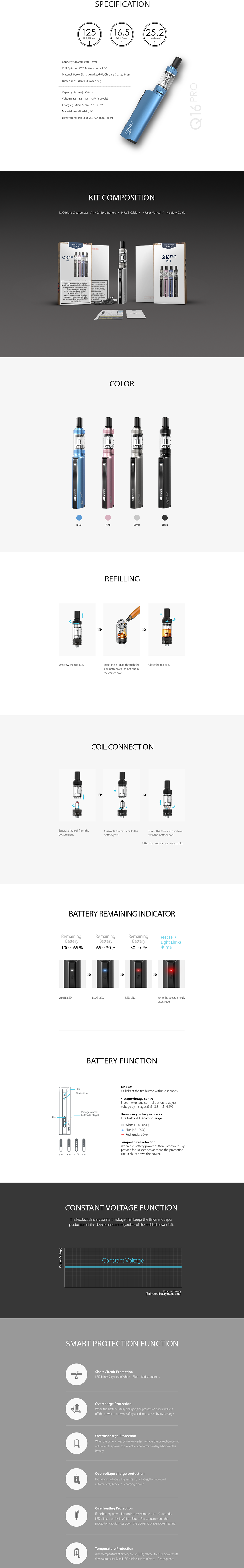 Justfog Q16 Pro 900mAh VV Vape Kit 4