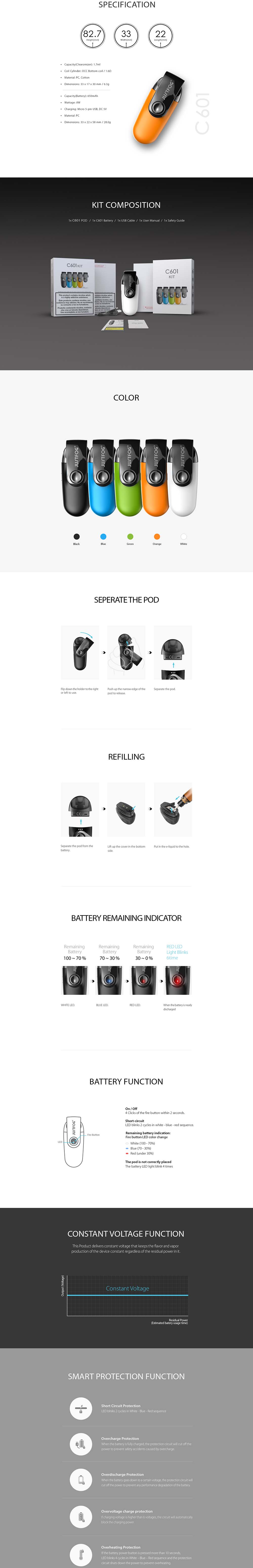 Justfog C601 Ultra Vape AIO Kit 6